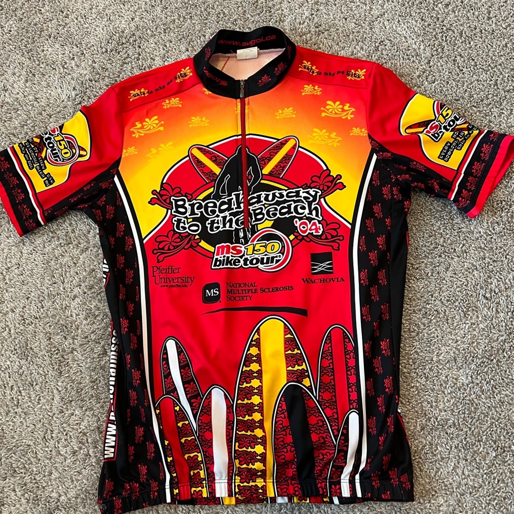 04’ Sugio Breakaway to the Beach Cycling Jersey Vintage Bicycle MS150 bike tour